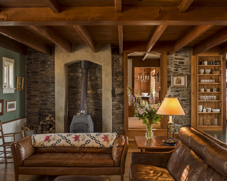 Bucks County renovation and addition fireplace living room